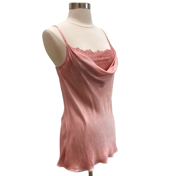 Satin Cowl Neck Spaghetti Strap Blouse With Lace Underlay - Picture 6 of 12